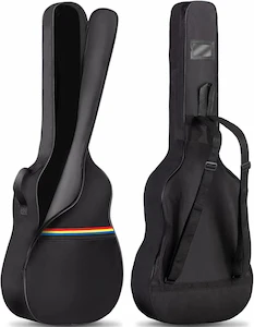 CAHAYA - Funda para Polvo De Guitarra Acústica 4041 Pulgadas Funda De Guitarra Antipolvo Bolsa para Guitarra Acustica con Dos Formas De Llevar - Sin Relleno, Negro con Línea De 3 Colores Modelo CY0307